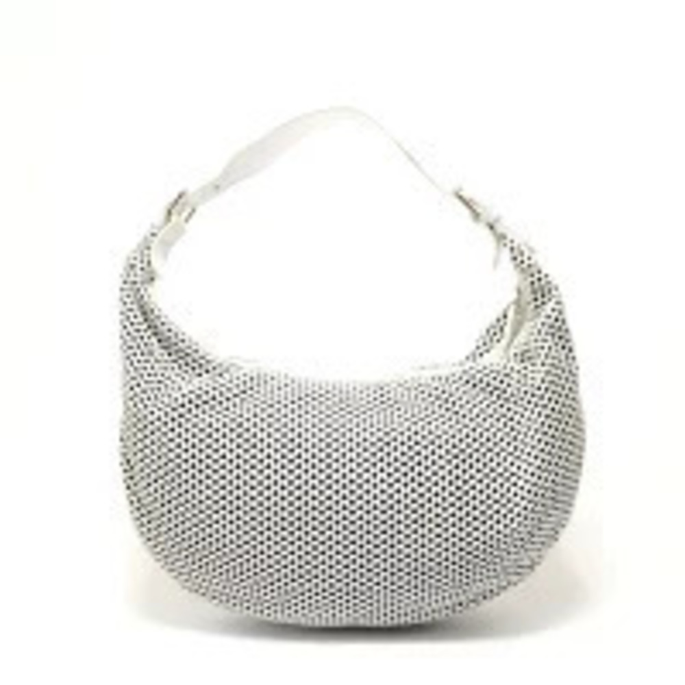 Christian Dior Perforated Hobo Leather Shoulder Bag White